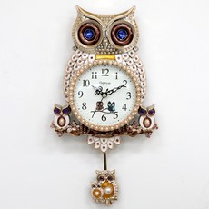 Cygnus 靜音甜蜜貓頭鷹擺鐘, 象牙白