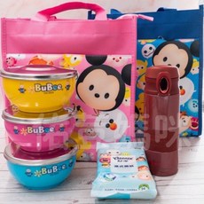 兒童三色碗套組 餐碗 幼稚園必備三色碗 不銹鋼碗 316不銹鋼碗 304不鏽鋼碗 副食品餐具, 1個, 3色碗+3湯匙+3蓋+保溫餐袋（男寶隨機,304塑膠蓋套組