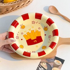 귀여운 감자튀김 접시 2개 세트 간식용 다용도 식기세척 스시 디저트 8인치 샐러드 파스타, Two plates
