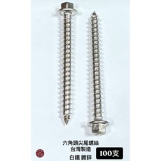 六角頭尖尾螺絲 台灣製造 白鐵 鍍鋅, 1個, 鍍鋅,1/4 x 1-1/4