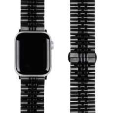 모할랩 애플워치 3/4/5/6/7/8/9/SE 호환 쥬빌레 메탈 스트랩 + 보호필름 1p 세트, 04블랙, 41mm
