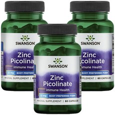 Swanson 斯旺森 吡啶甲酸鋅膠囊 22mg, 60顆, 3罐