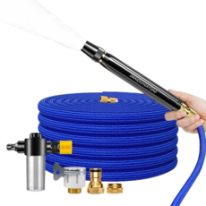 쉐리엘 세차 베란다 화장실 고압분사기 폼포트 꼬임방지호스, 블루, 22m