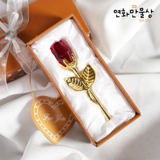 연화만물상 크리스탈 장식 풍수 재물운 크리스탈 플라워 장식 기운정화 금장 금장미 꽃 오브제, 1개, 레드