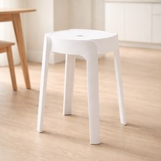 벨라까사 모던한 다용도 원형 스툴 화장대 보조의자, 1개, 화이트