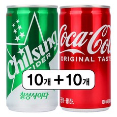 코카콜라 칠성사이다 190ml 2종 30캔 세트, 20개