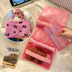 귀여운 고양이 패턴 여성용 화장품 정리 가방 대용량 여행 메이크업 토트백