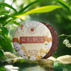 중국 전통 숙성 자스민 보이차 357g 진한 향기 푸얼차 선물용 대익 숙차 운남성 은은한 찹쌀향, 1개, 1개입