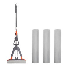 클린트 먼지먹는 물기제거 스펀지 밀대 물기제거기+ 리필패드 3장, 1세트