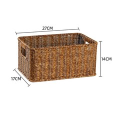 대형 라탄바구니 수납 A 바구니 사각 손잡이 라탄보관함, 1개, V. 짙은 갈색 7x7x4cm