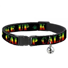 Buckle-Down Breakaway 고양이 목걸이 - Keep Calm and Smoke UP 블랙/라스타
