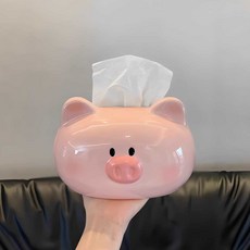 돼지 휴지 케이스 화장지 보관함 침실 인테리어 장식, 돼지 티슈 상자(분홍색 코)