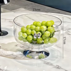 高腳水果盤 23cm 透明 蝴蝶結裝飾, 高腳杯果盤 透明, 1個