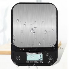 Riwonas 주방전자저울 정밀저울 계량전자저울 1KG/0.1G, 일반형 블랙, 1개, 블랙