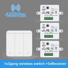 SIXWGH 무선 조명 스위치 세트 1/2/3Gang 433Mhz 푸시 버튼 홈 원격 컨트롤러 10A 110V 220V Led 조명 램프, 06 3Gang 3Receiver W
