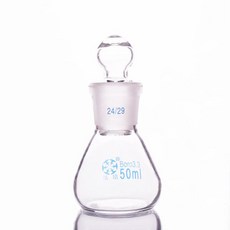 플러그 표준 접지 유리 마개가 있는 원추형 플라스크 용량 50ml 조인트 2429 입구가 삼각, 1개