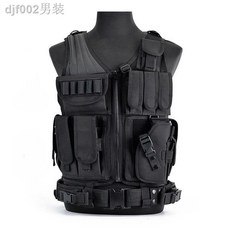 戰術背心多功能防刺服網狀透氣夏季馬甲 軍迷CS野戰戶外防彈衣防護, 黑色, 1個