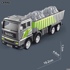 QRU 兒童合金工程車玩具吊車合金慣性仿真卡車模型工程車挖掘機玩具, 1個, 運輸車(合金車頭):如圖