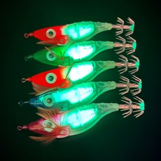 예피싱 크리스탈 축광 수평 왕눈이에기 투명에기 문어 쭈꾸미 갑오징어, 레드헤드-축광에기, 1개, 10g