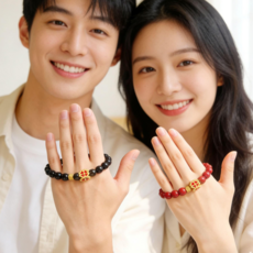 네잎클로버 원석 팔찌 남녀공용 커플 행운 재물운