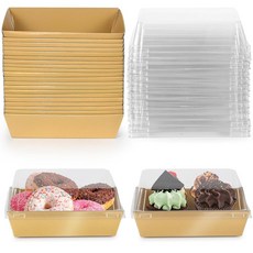 투명 뚜껑이 있는 샤커트리 박스 20팩 파티 케이크 결혼식 발렌타인 딸기 슬라이스 도넛, Gold, 20pcs