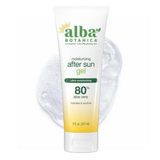 Alba Botanica 알로에 베라 젤 얼굴과 몸을 위한 쿨링 애프터 썬 트리트먼트 순도 인증 80% 알로에 베라 젤 포뮬러 236.6ml(8온스) 튜브(포장은 다를 수, 1, 237ml