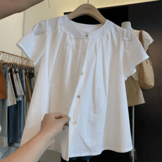 루스리더 여성 라운드넥 반팔 루즈핏 셔츠 블라우스 M767