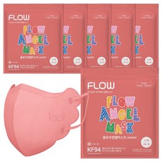 플로우천사 KF94 새부리형 어린이 유아 컬러 마스크 소형 (날개핏), 5개입, 6개, 코랄