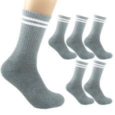 더베이직 남성용 두꺼운 이중쿠션 두줄 스포츠 장목 양말 6켤레, 그레이, 6개