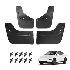 LUCKEASY 4피스 자동차 머드 플랩 스플래시 가드 펜더 테슬라 모델 Y 주니퍼 2025 2026 펜더 머드가드 외부 액세서리 TPE 블랙