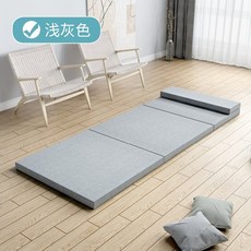 기숙사 3단매트 접이식 매트리스 침대 토퍼 싱글 원룸 침실 바닥 자취 수면, 라이트 그레이 베개 스타일