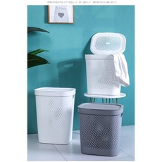 帶蓋洞洞款洗衣籃 髒衣收納筐 灰色小尺寸, 灰色洞洞款洗衣籃─小