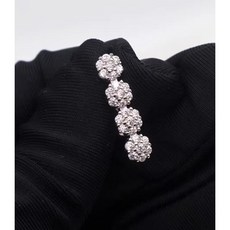 S925純銀 梅花滿鑽倒桿肚臍環 醫用不鏽鋼針 10mm, 長度10mm, 1個