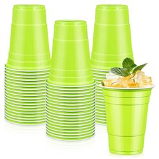 LANLISA 골드 플라스틱 컵 50개 473.2ml(16온스) 일회용 컵 파티 용품용 음료 컵, 대형, 라임 그린