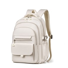 배낭 방수 다층 세련된 대용량 시외 단순 및 학생 통근, 15인치, Beige