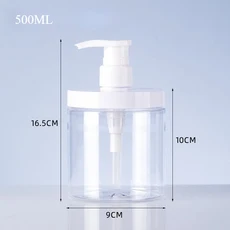 2pc 500ml/1000ml 여행용 샤워 비누 디스펜서 병 넓은 입구 리필 가능 플라스틱 펌프 병 로션용 빈 용기, 01 500ml-2pcs