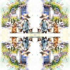 蝶谷巴特 藝術紙 四格圖 餐巾紙, 1個, 33x33 四格圖