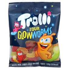 트롤리 사우어 글로우 웜즈 지렁이 구미 젤리 캔디, 100g, 8개