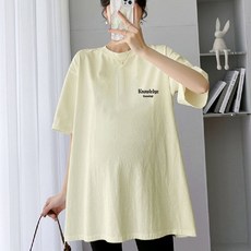 임산부 반팔 티셔츠 여름 빅사이즈 루즈핏 레터링 반팔 상의 임부 캐주얼 데일리룩 YLP