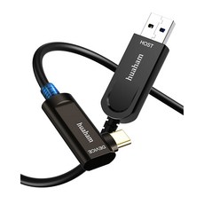 후아함 USB TO 광섬유 케이블 100 FT 10GBPS GEN2 액티브 케이블 독일 실리콘 라인 울트라 슬림 장거리 로지텍 4K 카메라 VR AR 화상 회의용, 33FT(Right Angled)