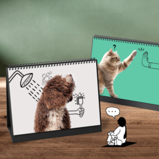 2026 고양이 강아지 2종 세트 탁상달력 반려동물 사진 캘린더, 1개, 멍이A+냥이A