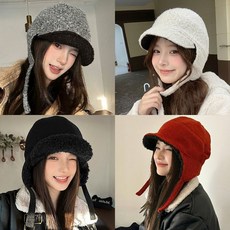 日系羊羔毛護耳飛行員帽子 冬季騎行保暖加絨加厚雙麵雷鋒帽