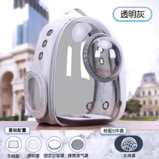 강아지 대용량 백팩 이동장 휴대용 애견 애묘 케, N. 18파운드 이내의 업그레이드된 투명 회색 원형 회