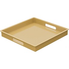손잡이가 달린 MAONAME 골드 서빙 트레이 구슬 장식 정사각형 커피 테이블 거실용 플라스틱 오스만 욕실 12인치 x 1.4인치, 11.8" x 1.4", Orange