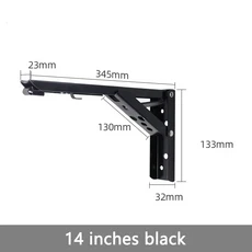 2pcs 접이식 선반 브래킷 듀티 스테인레스 테이블 작업 공간 절약, 04 14 inch black 2pcs, 01 8인치