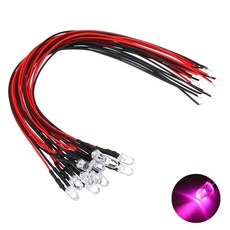 24V LED 핑크 표시등 저항 내장형 와이어 케이블 일체형 산업용 DIY 전기 배선 조명 표시등, 10개