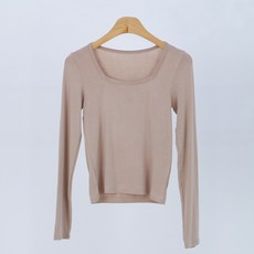 투데이앤룩 여성용 스퀘어넥 긴팔 티셔츠