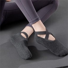 논슬립 요가 양말 여성 미끄럼 발레핏 필라테스 양말 밴드 트레이닝 댄스용 운동용 실내, 그레이