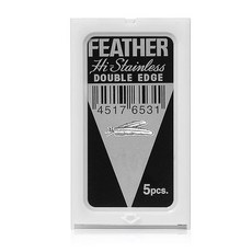 日本Feather羽毛牌 男士雙面鉑合金刮鬍刀替換刀片-5片/盒, 1個, 替換刀片5片/盒