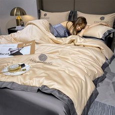 침대이불세트 여름 신혼 4피스 아이스실크 부드러운 베게커버